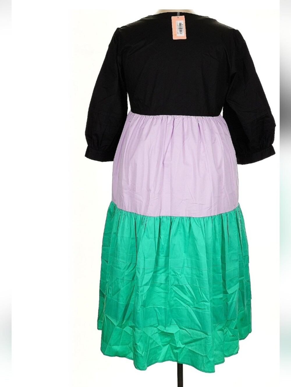 Crosby By Mollie Burch Emerson Colorblock Midi Dress in Black, Lilac & Green - Picture 2 of 9